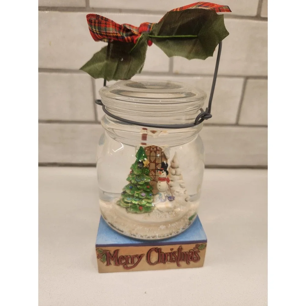 Jim Shore Heartwood Creek Christmas Preserve a‎ Memory Canning Jar Snow Globe